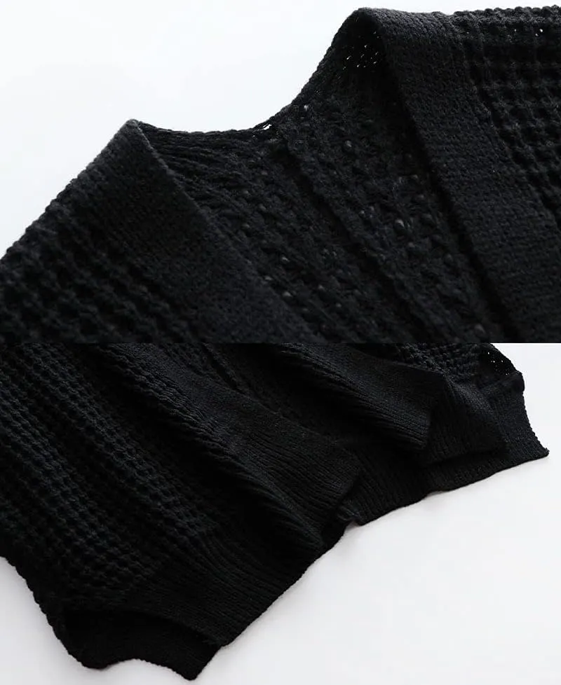 Women's Waffle Cardigan Ribbed Cuffs Open Front Knit Sweater Batwing Long Sleeve Casual Loose Chunky Coat Outwear