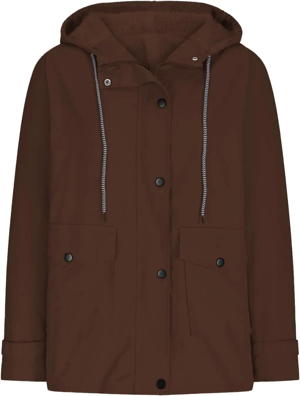 Women's Waterproof Raincoats Sherpa Lined Winter Coat Thermal Windbreak Trench Coat Outdoor Hooded Rain Jacket