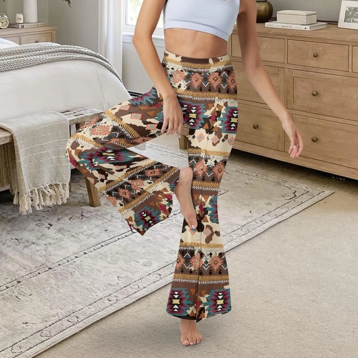 Women's Yoga Leggings Flared Yoga Pants, Casual High Waisted Tummy Control Butt Lifting Athletic Pants