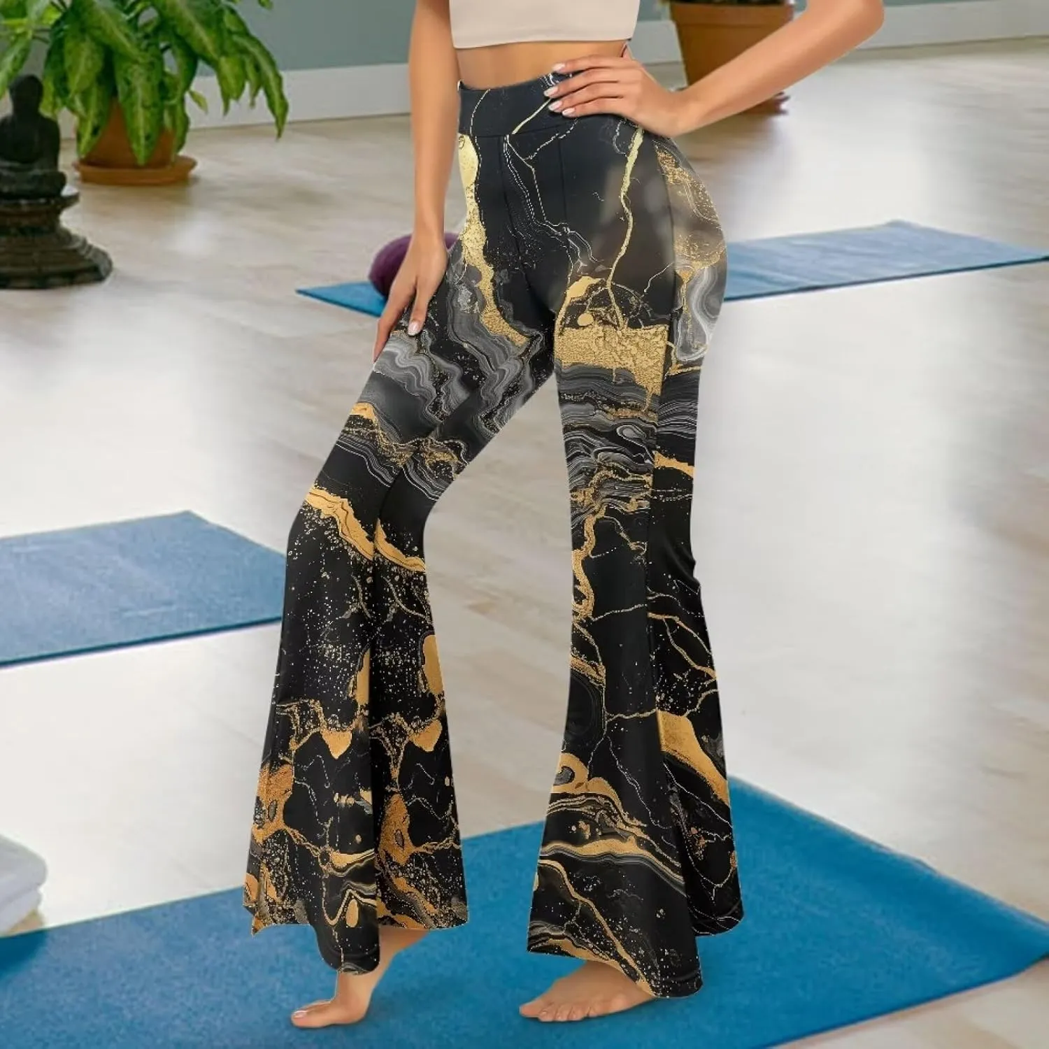 Women's Yoga Leggings Flared Yoga Pants, Casual High Waisted Tummy Control Butt Lifting Athletic Pants