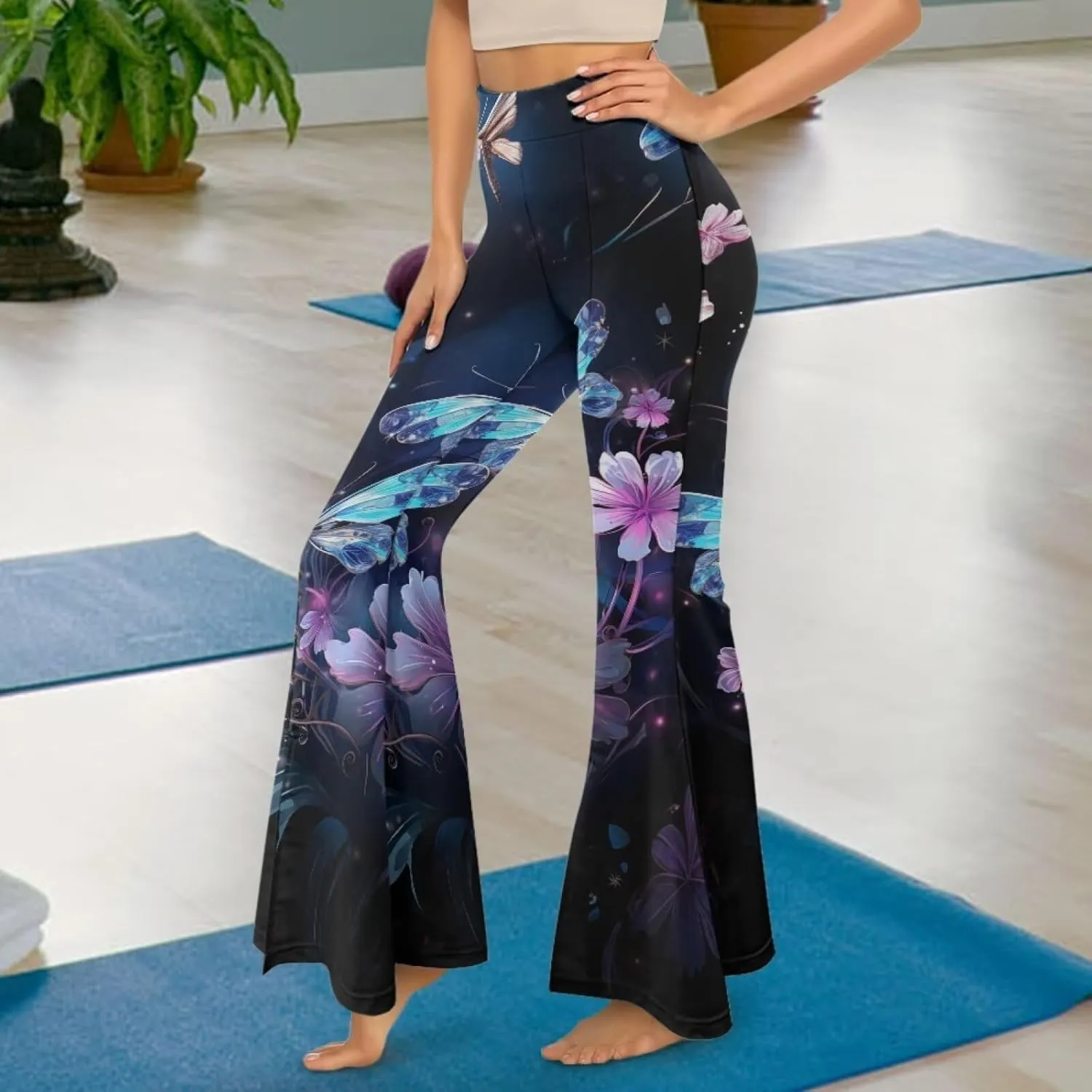Women's Yoga Leggings Flared Yoga Pants, Casual High Waisted Tummy Control Butt Lifting Athletic Pants