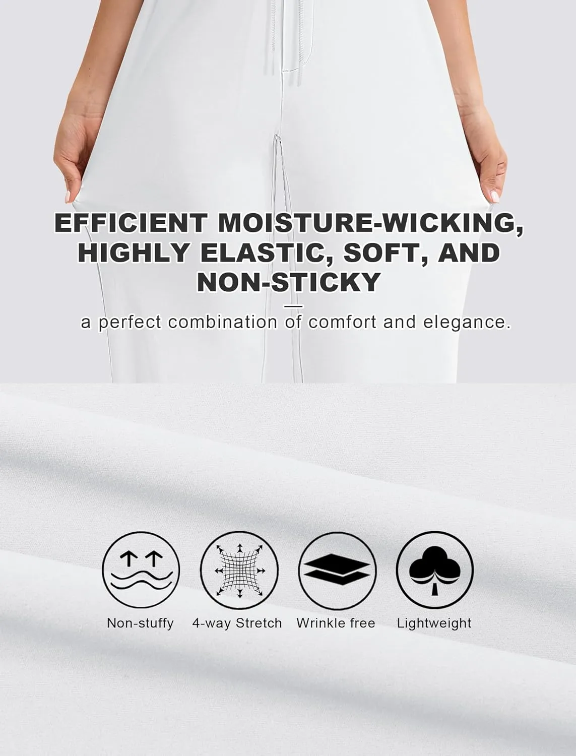 Yoga Pants Women Wide Leg Pants with Pockets Drawstring High Waist Stretch Dress Pants Lounge Sweatpants 29"/31"/33"