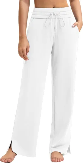 Yoga Pants Women Wide Leg Pants with Pockets Drawstring High Waist Stretch Dress Pants Lounge Sweatpants 29"/31"/33"